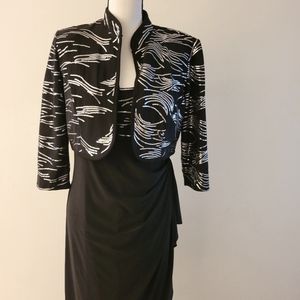 MSK size 10 black with silver sequins dress and jacket